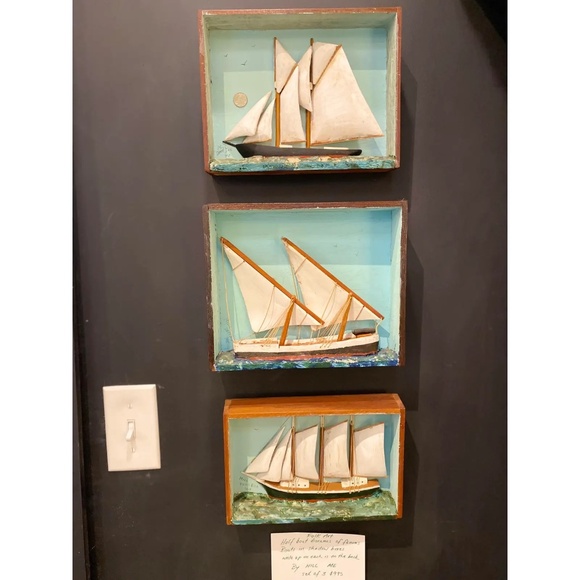 ANTIQUE Deer Isle Sailboat Dioramas S/3 - Picture 2 of 14